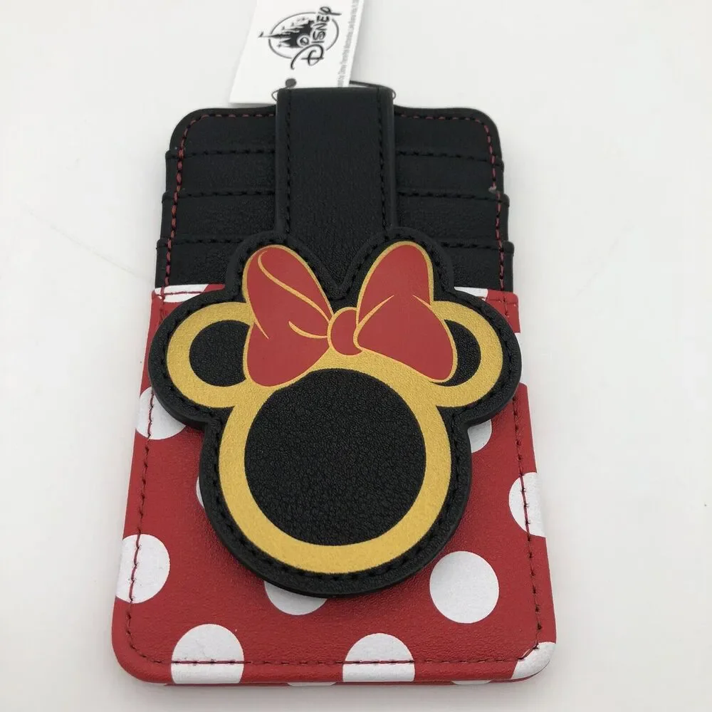 Disney Parks Wallet Minnie Mouse Slim ID Cardholder Gold Silhouette Dots & Bow